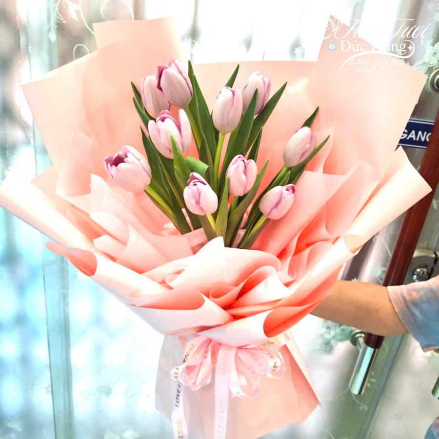 Bó Hoa Tulip Màu Hồng Nhỏ Đẹp